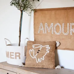 Fabrique de Styles Coussins Et Housses>Housse de coussin Crabe en corde et jute naturel blanc 45x45cm - Eté A La Mer Naturel, Blanc