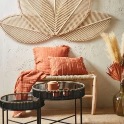 Fabrique de Styles Coussins Et Housses>Housse de coussin earth notes 45x45cm gaze de coton Terracotta