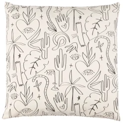 Fabrique de Styles Coussins Et Housses>Housse de coussin en coton blanc et noir 45x45cm - Tulum Blanc, Noir