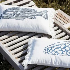 Fabrique de Styles Coussins Et Housses>Housse de coussin en coton poisson 50x30cm - Bord De Mer Bleu Marine