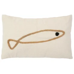 Fabrique de Styles Coussins Et Housses>Housse de coussin en coton écru et jute naturel 50x30cm - Eté A La Mer Ecru