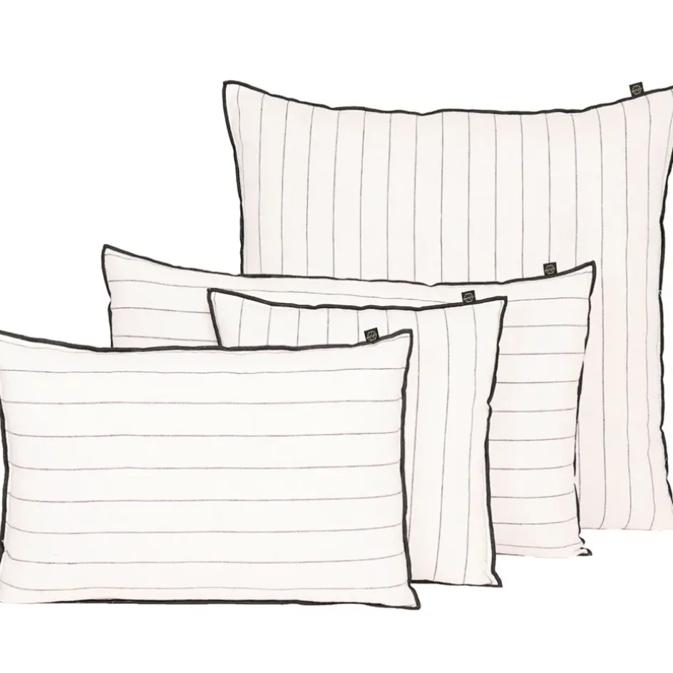 Fabrique de Styles Coussins Et Housses>Housse de coussin rayée en lin et coton 50x80cm - Calvi II Blanc