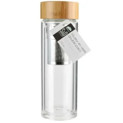Fabrique de Styles Accessoires Thé Et Café>Infuseur en verre double paroi avec bouchon bambou Naturel