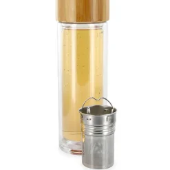 Fabrique de Styles Accessoires Thé Et Café>Infuseur en verre double paroi avec bouchon bambou Naturel