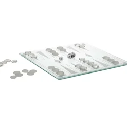 Fabrique de Styles Jeux>Jeu de backgammon en verre 28x28cm Blanc, Noir