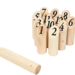 Fabrique de Styles Jeux>Jeu de quilles nordique en pin + filet de rangement Naturel, Noir