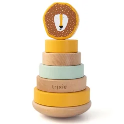 Fabrique de Styles Jouets>Jouet à empiler en bois - mr. lion Jaune