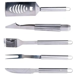 Fabrique de Styles Ustensibles De Cuisine>Kit Barbecue 5 ustensiles en inox Argenté