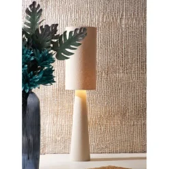 Fabrique de Styles Lampadaires>Lampadaire en coton et fer h130cm - Calypsa Blanc cassé