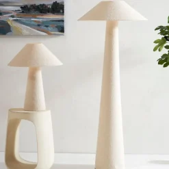 Fabrique de Styles Lampadaires>Lampadaire en fer et coton h120cm - Calypsa Blanc cassé