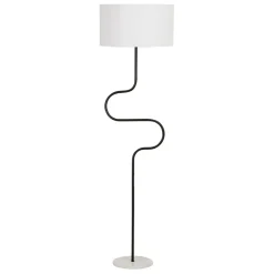 Fabrique de Styles Lampadaires>Lampadaire en fer et marbre noir et blanc d45xh163cm - Funky Noir, Blanc