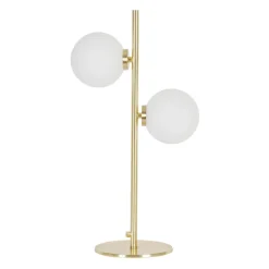 Fabrique de Styles Lampes À Poser>Lampe 2 globes en verre opaline doré - edmond Doré, Blanc