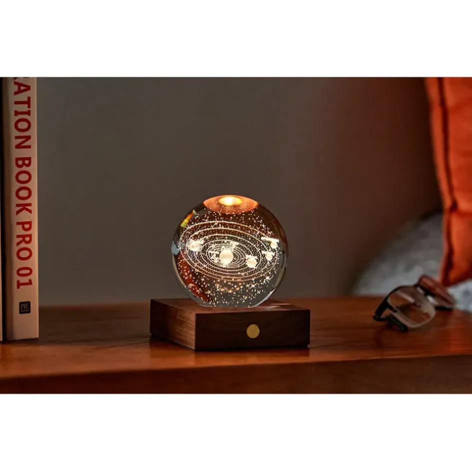 Fabrique de Styles Lampes À Poser>Lampe boule de cristal 3D système solaire Marron