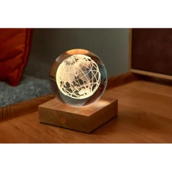Fabrique de Styles Lampes À Poser>Lampe boule de cristal 3D globe Marron