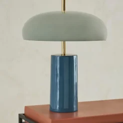 Fabrique de Styles Lampes À Poser>Lampe champignon en fer bleu d30xh40cm - Arty Bleu, Vert