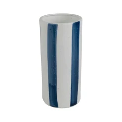 Fabrique de Styles Lampes À Poser>Lampe cylindre en porcelaine rayée et blanc h24cm - Alaria Indigo