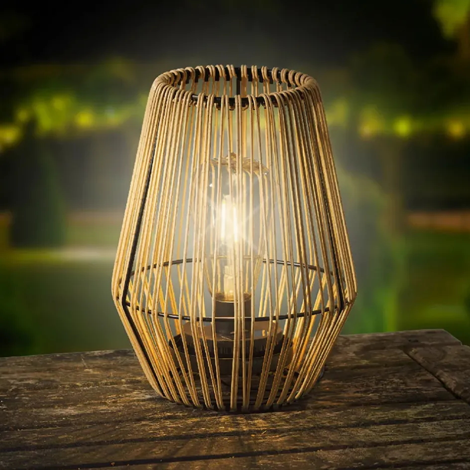 Fabrique de Styles Luminaires|Jardin>Lampe d'extérieur en résine tresée h23cm Naturel
