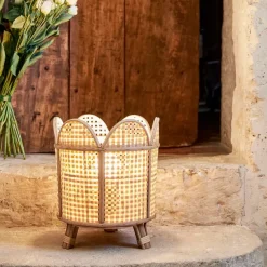 Fabrique de Styles Lampes À Poser>Lampe en bambou et sapin h30cm - Ladret Naturel