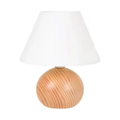 Fabrique de Styles Lampes À Poser>Lampe en bois et coton h24cm - rondo Blanc