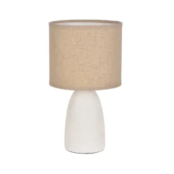 Fabrique de Styles Lampes À Poser>Lampe en céramique he mat et lin h26cm - Gaïa Blanc