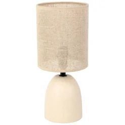 Fabrique de Styles Lampes À Poser>Lampe en céramique écru et lin naturel - Jadea Ecru, Beige