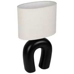 Fabrique de Styles Lampes À Poser>Lampe en céramique ecru et coton noir h45cm - Organic Noir, Ecru