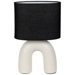 Fabrique de Styles Lampes À Poser>Lampe en céramique et coton ecru et noir h34.5cm - Organic Ecru, Noir