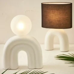 Fabrique de Styles Lampes À Poser>Lampe en céramique et coton h32cm - Organic Ecru