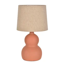 Fabrique de Styles Lampes À Poser>Lampe en céramique et lin h38.5cm - Dryade Terracotta