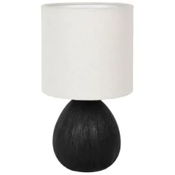 Fabrique de Styles Lampes À Poser>Lampe en céramique et lin noir et écru h26cm - Minimal Noir, Ecru