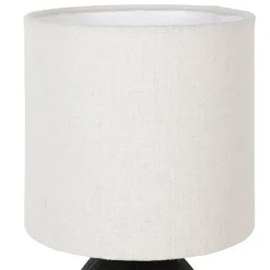 Fabrique de Styles Lampes À Poser>Lampe en céramique et lin noir et écru h26cm - Minimal Noir, Ecru