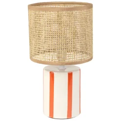 Fabrique de Styles Lampes À Poser>Lampe en céramique rayée et blanc h27cm - Medi Corail