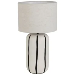 Fabrique de Styles Lampes À Poser>Lampe en céramique rayée noir et écru h46cm - Paese Noir, Ecru