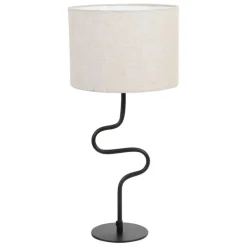 Fabrique de Styles Lampes À Poser>Lampe en fer et coton noir et beige d29xh60cm - Funky Noir, Beige