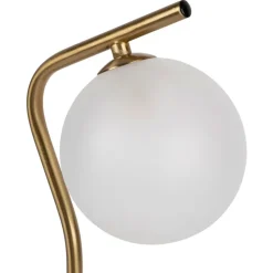 Fabrique de Styles Lampes À Poser>Lampe en fer et verre doré et blanc h37.5cm - Ardecor Doré, Blanc