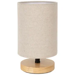 Fabrique de Styles Lampes À Poser>Lampe en hévéa et lin naturel et beige h23.5cm - Filen Naturel, Beige