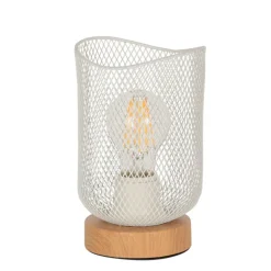 Fabrique de Styles Lampes À Poser>Lampe en métal et effet bois h19.5cm - Ottawa Blanc