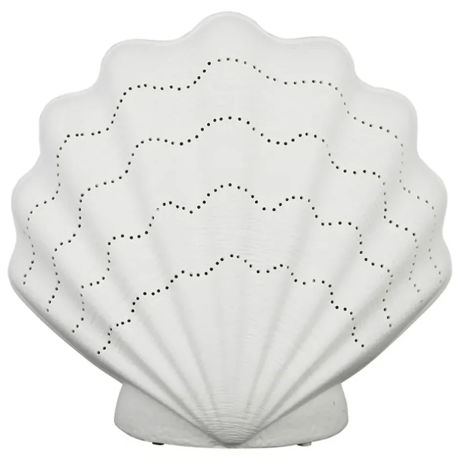Fabrique de Styles Lampes À Poser>Lampe en porcelaine h21.5cm - Coquillage Blanc