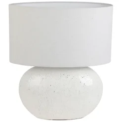 Fabrique de Styles Lampes À Poser>Lampe en terre cuite et lin blanc h50cm - Tahra Blanc, Lin
