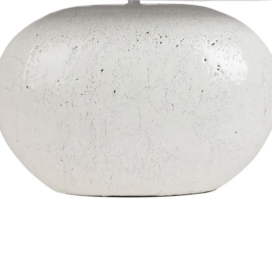 Fabrique de Styles Lampes À Poser>Lampe en terre cuite et lin blanc h50cm - Tahra Blanc, Lin