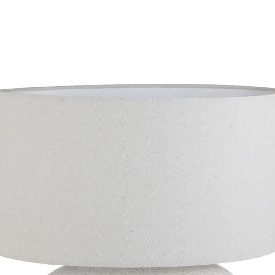 Fabrique de Styles Lampes À Poser>Lampe en terre cuite et lin blanc h50cm - Tahra Blanc, Lin