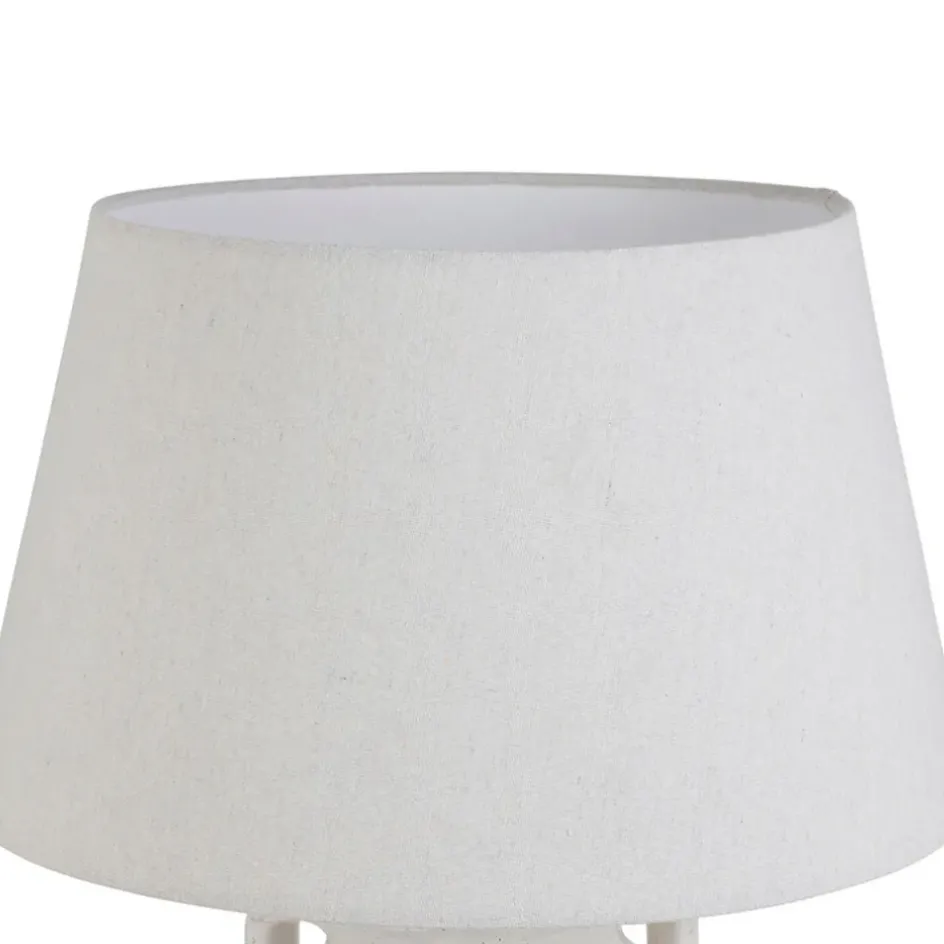 Fabrique de Styles Lampes À Poser>Lampe en terre cuite et lin blanc h47cm - Tahra Blanc, Lin