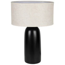 Fabrique de Styles Lampes À Poser>Lampe en terre cuite et lin noir et beige h60cm - Vita Noir, Beige