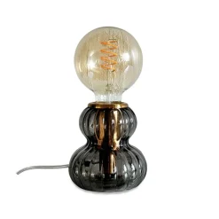 Fabrique de Styles Lampes À Poser>Lampe en verre fumé noir h12cm - Eli Fumée