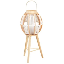 Fabrique de Styles Lampes À Poser>Lampe lanterne sur pied naturelle H82cm - Cordey Naturel, Blanc