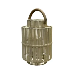 Fabrique de Styles Photophores, Bougeoirs Et Lanternes>Lanterne en fer et osier h45cm - Pasil Blanc