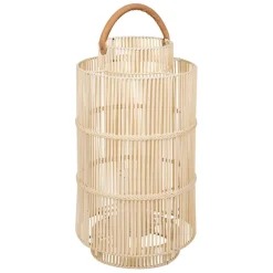Fabrique de Styles Photophores, Bougeoirs Et Lanternes>Lanterne en fer et osier h75cm - Pasil Blanc
