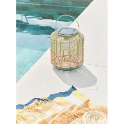 Fabrique de Styles Déco, Accessoires Et Rangements|Jardin>Lanterne solaire en résine tressée h28cm Vert