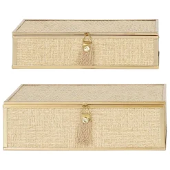 Fabrique de Styles Petits Rangements>Lot de 2 boites en verre et papier - Tulum Doré