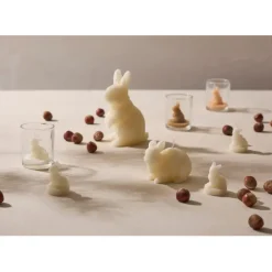 Fabrique de Styles Bougies Non Parfumées>Lot de 3 bougies lapin blanc beige et marron 2h - Floreal Beige, Blanc